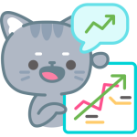 Illustration d'un chat qui montre un graphique qui évolue dans le positif