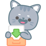 Illustration d'un chat qui mets dans un dossier une feuille avec une fleche vers le bas