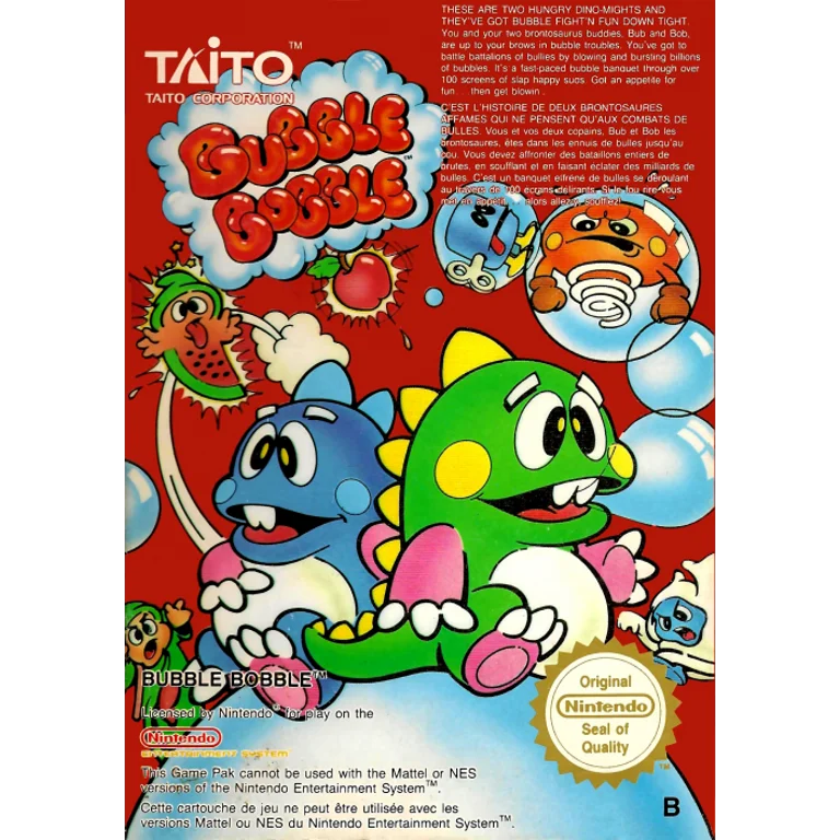 Jaquette de Bubble Bobble sur Nes