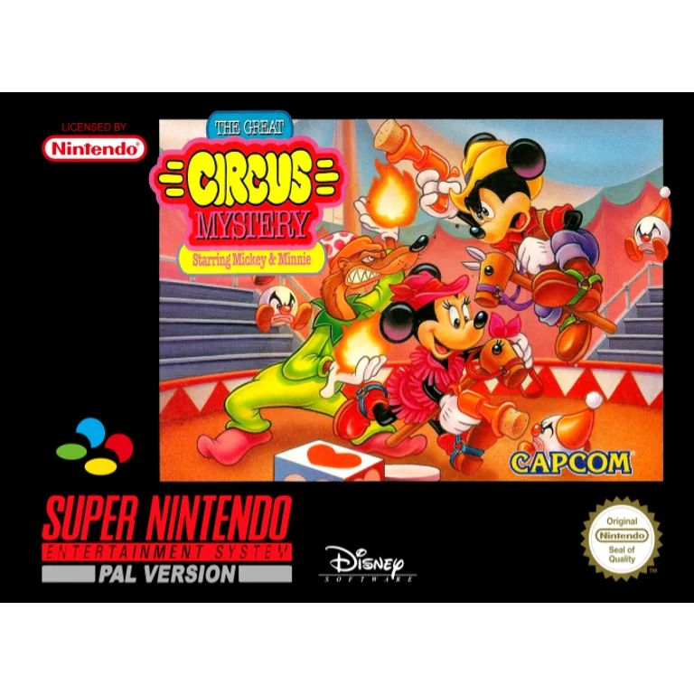 Jaquette de The Great Circus Mystery Starring Mickey Minnie sur Snes