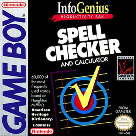 Jaquette de ZZZnotgameInfoGenius Productivity Pak Spell Checker and Calculator sur Game Boy