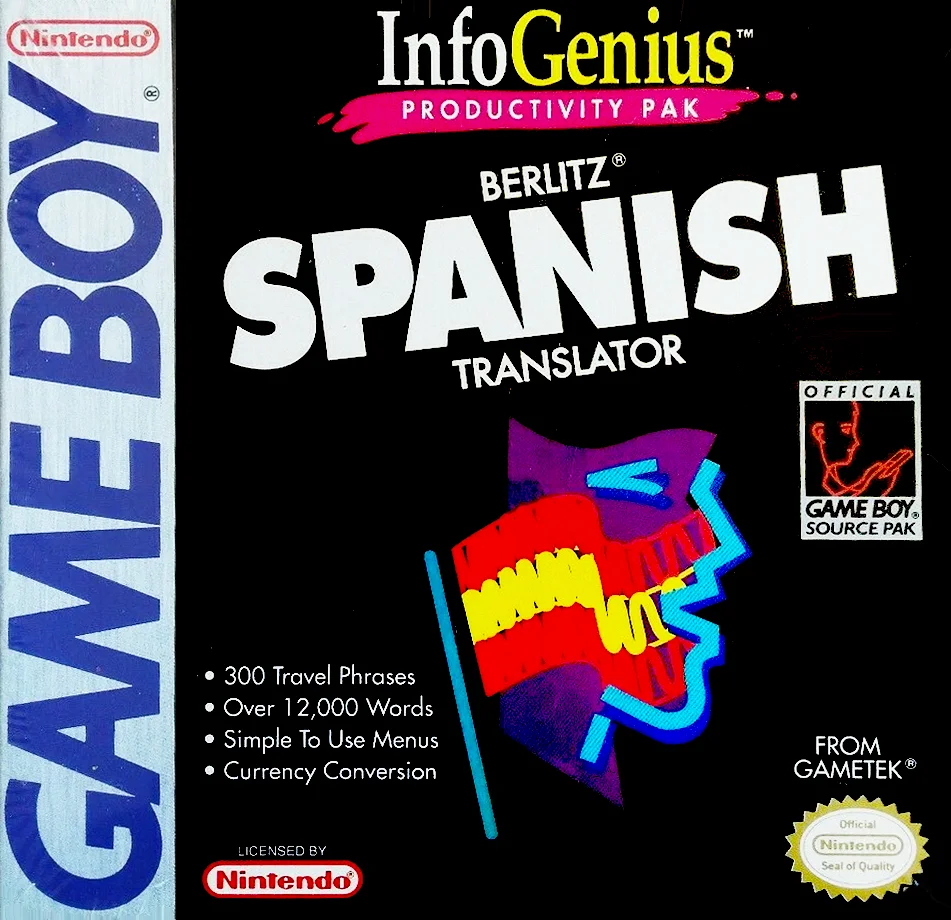 Jaquette de ZZZnotgameInfogenius Productivity Pak Berlitz Spanish Translator sur Game Boy